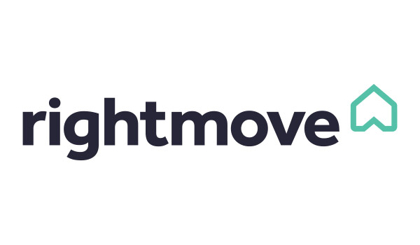 Logo of Rightmove with the word in black lowercase letters followed by a simple geometric house icon in teal.